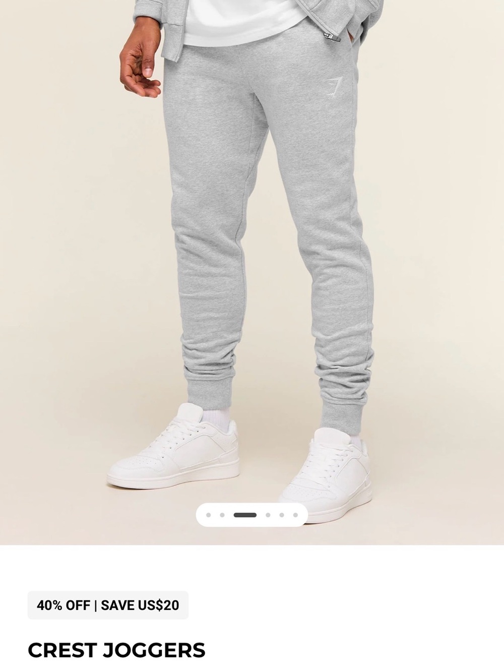 Gymshark Crest Joggers - Light Gray